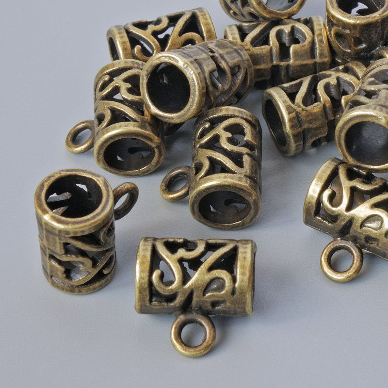 Фурнітура Бейл тримач d-11х7,5мм, d-отвору 2,1мм, 5мм, L-11,5мм, фас. 14шт +- бронзовий колір металу купити біжутерію дешево оптом