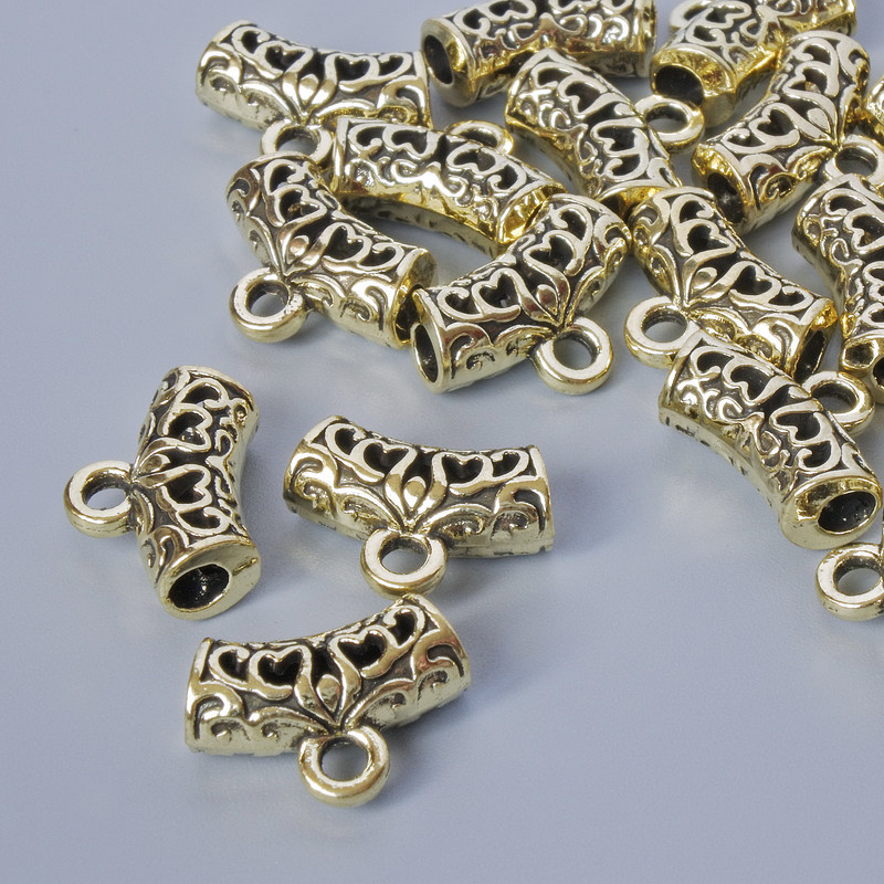 Фурнітура Бейл тримач d-13,5х5мм, d-отвору 2мм, 2,7мм, L-9мм, фас. 19шт +- 20грам +- світло-золотистий колір металу купити