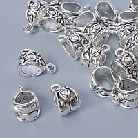 Фурнітура Підкулонник d-8х7,5мм, d-отвору 1,8мм, 7,3х5,7мм, L-13,5мм, фас. 24шт +- сріблястий колір металу купити біжутерію оптом