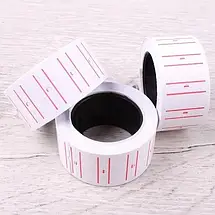 Етикет-стрічка Deli 21*12 мм, прямокутна з червоною смугою для етикет-пістолета, 1000 шт., фото 3