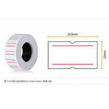 Етикет-стрічка Deli 21*12 мм, прямокутна з червоною смугою для етикет-пістолета, 1000 шт., фото 5