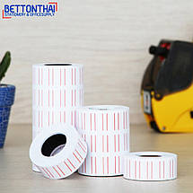 Етикет-стрічка Deli 21*12 мм, прямокутна з червоною смугою для етикет-пістолета, 1000 шт., фото 2