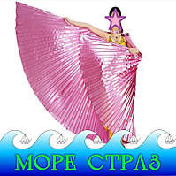 Розовые гофрированные крылья Исиды 1/2 солнца без палочек для восточных танцев и шоу вдетский размер