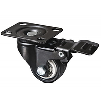 Колесо меблеве 40 мм в поворотному кронштейні з майданчиком і гальмом