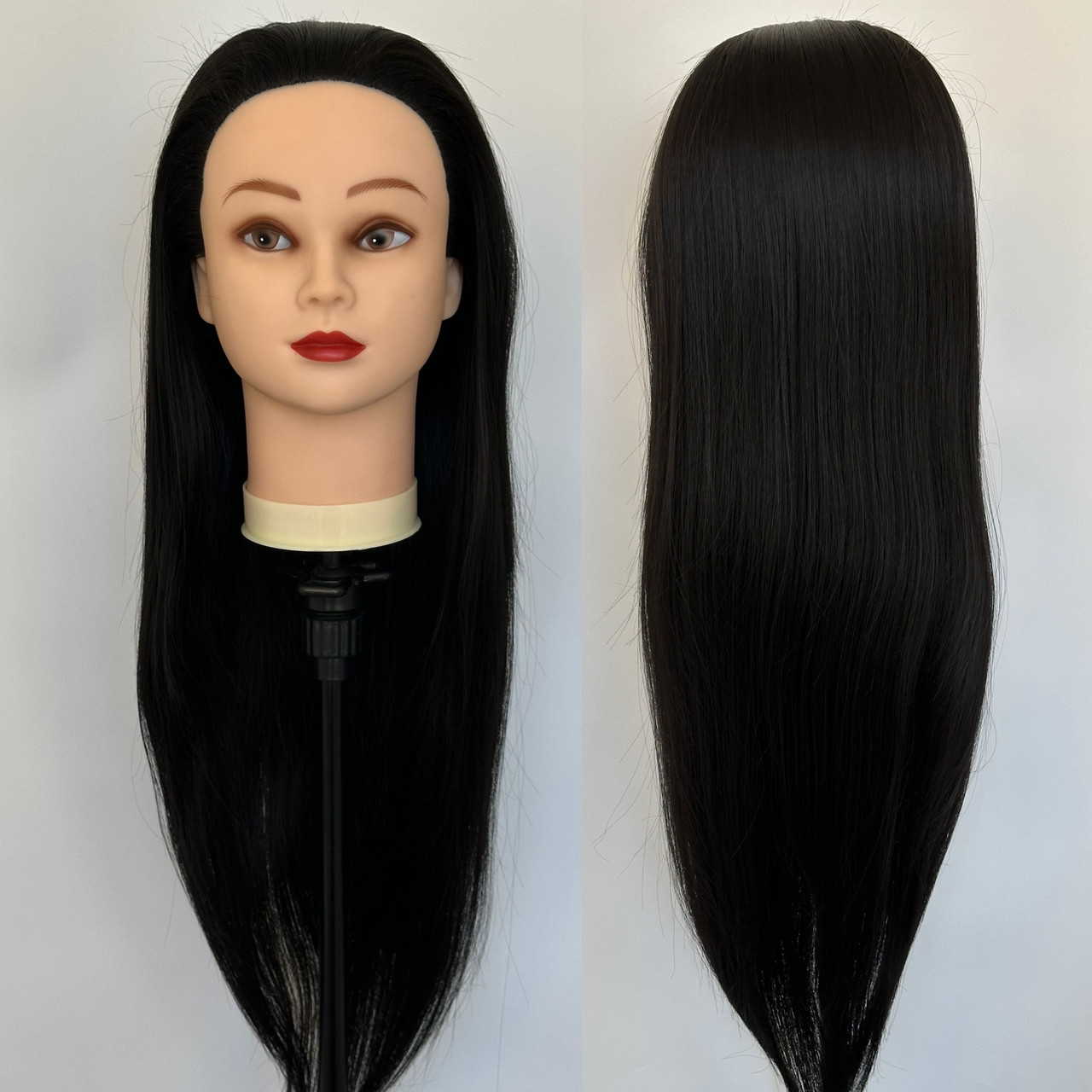 Манекен голова для стрижки зачісок навчальна з волоссям перукарська маникен, фото 1