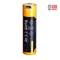 Акумулятор 18650, 2600 mAh, Fenix, 1 шт, Li-ion, 3.6V, micro USB, Yellow (ARB-L18-2600U) (254723)