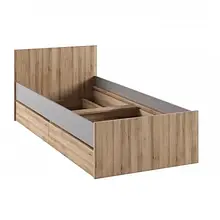 Ліжко односпальне з ЛДСП в дитячу кімнату 90x200 (без матраца) дуб артизан/сірий шифер Бум Сокме