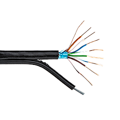 Кабель екранований для зовнішньої прокладки LP CCA Cat.5e FTP 4x2x0.51мм с тросом 7х0.4