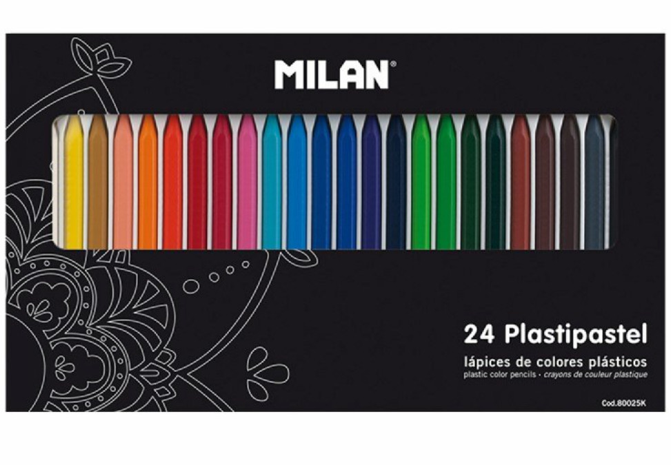 Набір олівців пластіпастель 24 кольори 8 мм Milan (Воскові олівці)