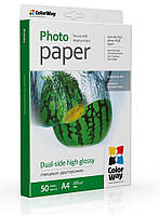 Фотопапір ColorWay, глянсовий, двосторонній, A4, 220 г/м², 50 арк (PGD220050A4) (36652)