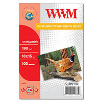 Фотопапір WWM, глянсовий, A6 (10х15), 180 г/м², 100 арк (G180.F100) (28035)