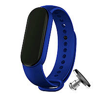 Силиконовый ремешок MRK для фитнес браслета Xiaomi Mi Band 6/5 Royal Blue с металлической кнопкой