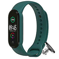 Силиконовый ремешок MRK для фитнес браслета Xiaomi Mi Band 6/5 Pine Green (22) с металлической кнопкой