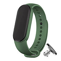 Силиконовый ремешок MRK для фитнес браслета Xiaomi Mi Band 6/5 изумрудный (21) с металлической кнопкой