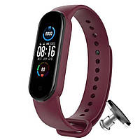 Силиконовый ремешок MRK для фитнес браслета Xiaomi Mi Band 6/5 бордовый (12) с металлической кнопкой (mrk3137)