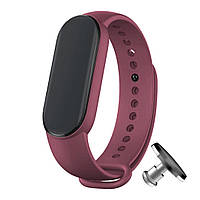 Силиконовый ремешок MRK для фитнес браслета Xiaomi Mi Band 6/5 марсала (13) с металлической кнопкой (mrk3138)