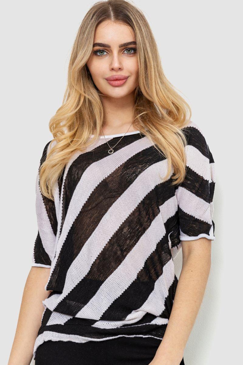 Кофта жіноча в смужку, колір чорно-білий, 244R0263, фото 1