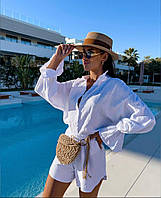 Костюм женский 3-йка, муслин Модный женский летний костюм Женский костюм легкий брюки, шорты, рубашка MFLY