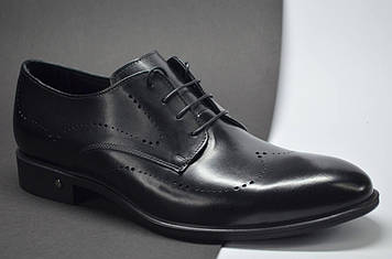 Чоловічі модні шкіряні туфлі полуроги чорні IKOS 2731