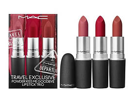 Набір червоних матових губних помад MAC Powder Kiss Me Goodbye (3х3 гр)