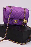 Женская сумка Chanel Mini 18 violet, женская сумка, брендовая сумка Шанель фиолетового цвета SK4005