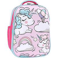 Каркасный ортопедический школьный рюкзак для девочки 1 2 3 4 5 класс, портфель с единорогом в школу, пудра