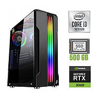 Игровой ПК / Intel Core i3-10100F (4 (8) ядра по 3.6 - 4.3 GHz) / 16 GB DDR4 / 500 GB SSD / nVidia GeForce RTX