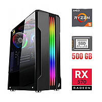 Игровой ПК / AMD Ryzen 5 2600 (6 (12) ядер по 3.4 - 3.9 GHz) / 16 GB DDR4 / 500 GB SSD / AMD Radeon RX 570, 4