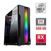 Игровой ПК / Intel Core i3-10100F (4 (8) ядра по 3.6 - 4.3 GHz) / 8 GB DDR4 / 500 GB SSD / AMD Radeon RX 570,