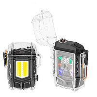 Электронная импульсная зажигалка-фонарик Led с индикатором заряда батареи