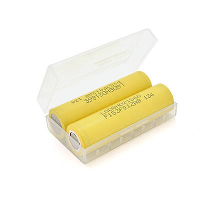 Акумулятор 18650 Li-Ion LG LGDBHE21865, 2500 mAh, 35A, 4.2 / 3.6 / 2.5 V, Yellow, PVC BOX, 2 шт. в упаковці,, фото 1