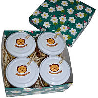 Подарочный набор мед с орешками - Ромашки 4 шт. x 120 грамм