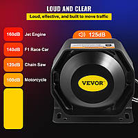 Автомобільний гучномовець попереджувальної сигналізації VEVOR 200 Вт 12 В, автомобільна сирена сирена 9 тонів універсальна