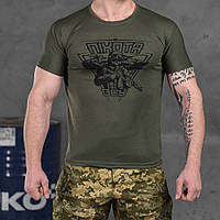Мужская потоотводящая футболка Coolmax с принтом "Пехота" олива размер S