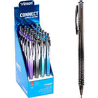 Автоматическая масляная ручка с глянцем в точку Синяя VINSON K8 в упаковке 24 шт