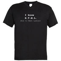 Мужская футболка с V-образным вырезом I know html