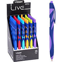 Автоматическая масляная ручка в цветном пластиковом корпусе Синяя VINSON F20-1 в упаковке 36 шт