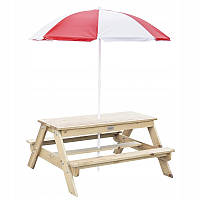 CLASSIC WORLD EDU Дерев'яний столик для пікніка з парасолькою
