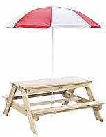 CLASSIC WORLD EDU Дерев'яний столик для пікніка з парасолькою