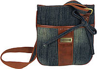 Джинсовая сумка на плечо Fashion jeans bag темно-синяя