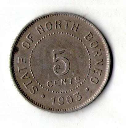 Северное Борнео › Британский протекторат 5 центів 1903 рік Едвард VII №814