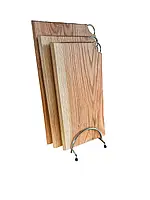 Набір дерев'яних дощечок кухонні дошки на металевій підставці набір 3 в 1 ДУБ