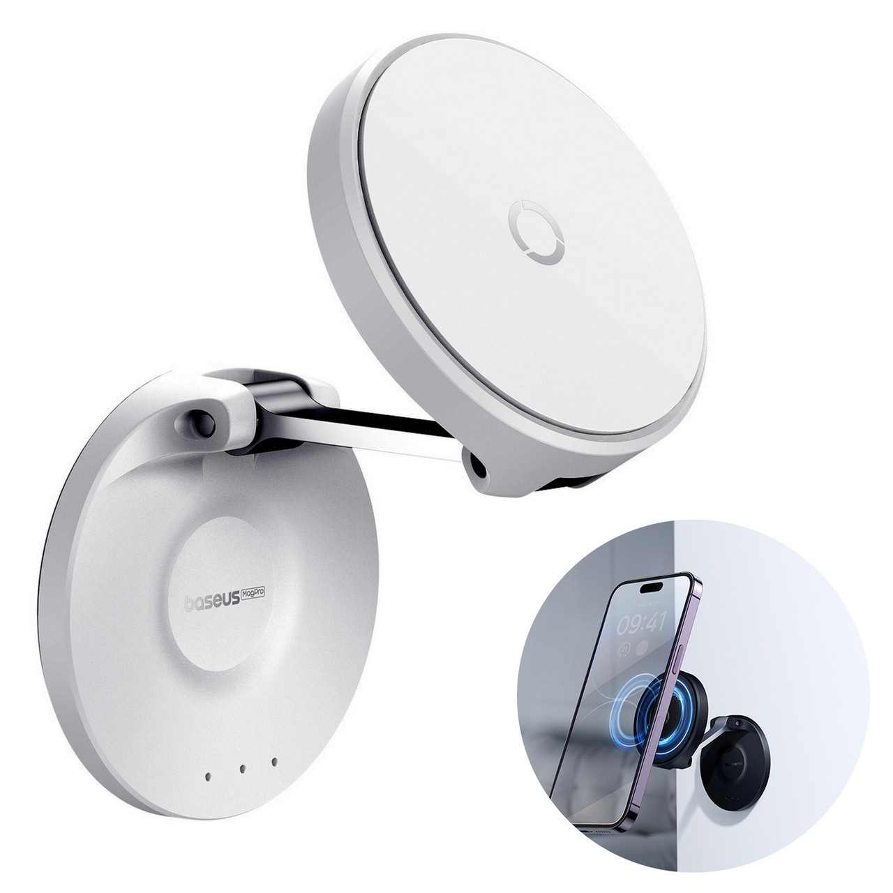 Магнітний тримач телефона в авто Baseus MagPro Magnetic Foldable White (B10564101121-00)