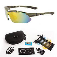 Солнцезащитные тактические очки Oakley 0090 с поляризацией olive 5 линз One siz+ svitloochey