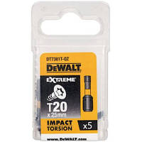 Набор бит DeWALT IMPACT TORSION, ударные, Torx, Т20 , L= 25 мм, 5 шт (DT7381T) - Вища Якість та Гарантія!