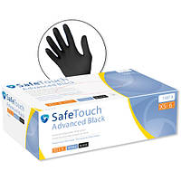 Нітрилові рукавички MEDICOM SafeTouch ADVANCED Black Чорні (100 шт.) нестерильні, XS розмір ПРЕМІУМ якість