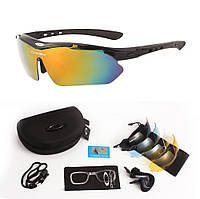 Солнцезащитные тактические очки Oakley с поляризацией 0090 black 5 линз One siz+ svitloochey