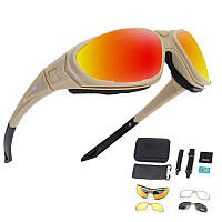 Солнцезащитные тактические очки Daisy С9 с поляризацией с 4-ма сменными линзами Койот svitloochey
