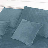 Покривало Велюрове м'яке Синє Євро розмір 220х240 см ромб/круглий, фото 2