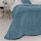Покривало Велюрове м'яке Синє Євро розмір 220х240 см ромб/круглий, фото 4